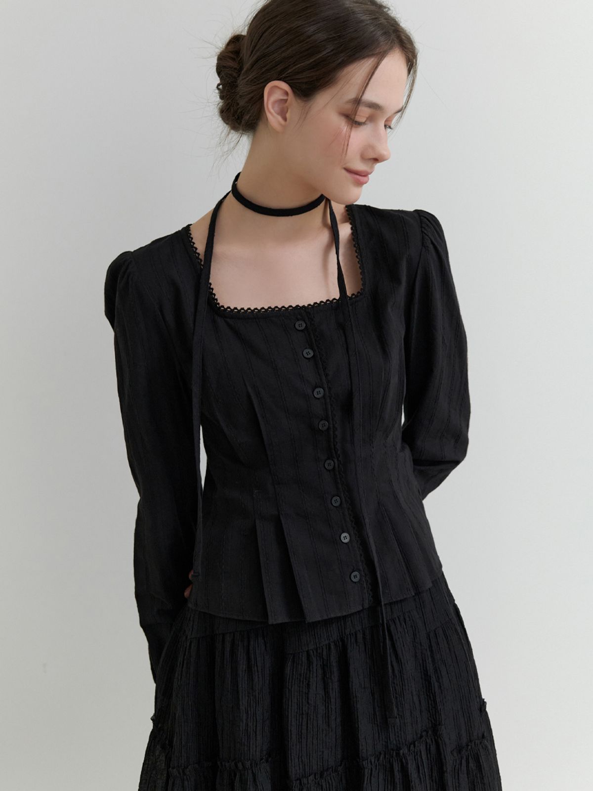 리엘(RE L) Dittany lace blouse (black)