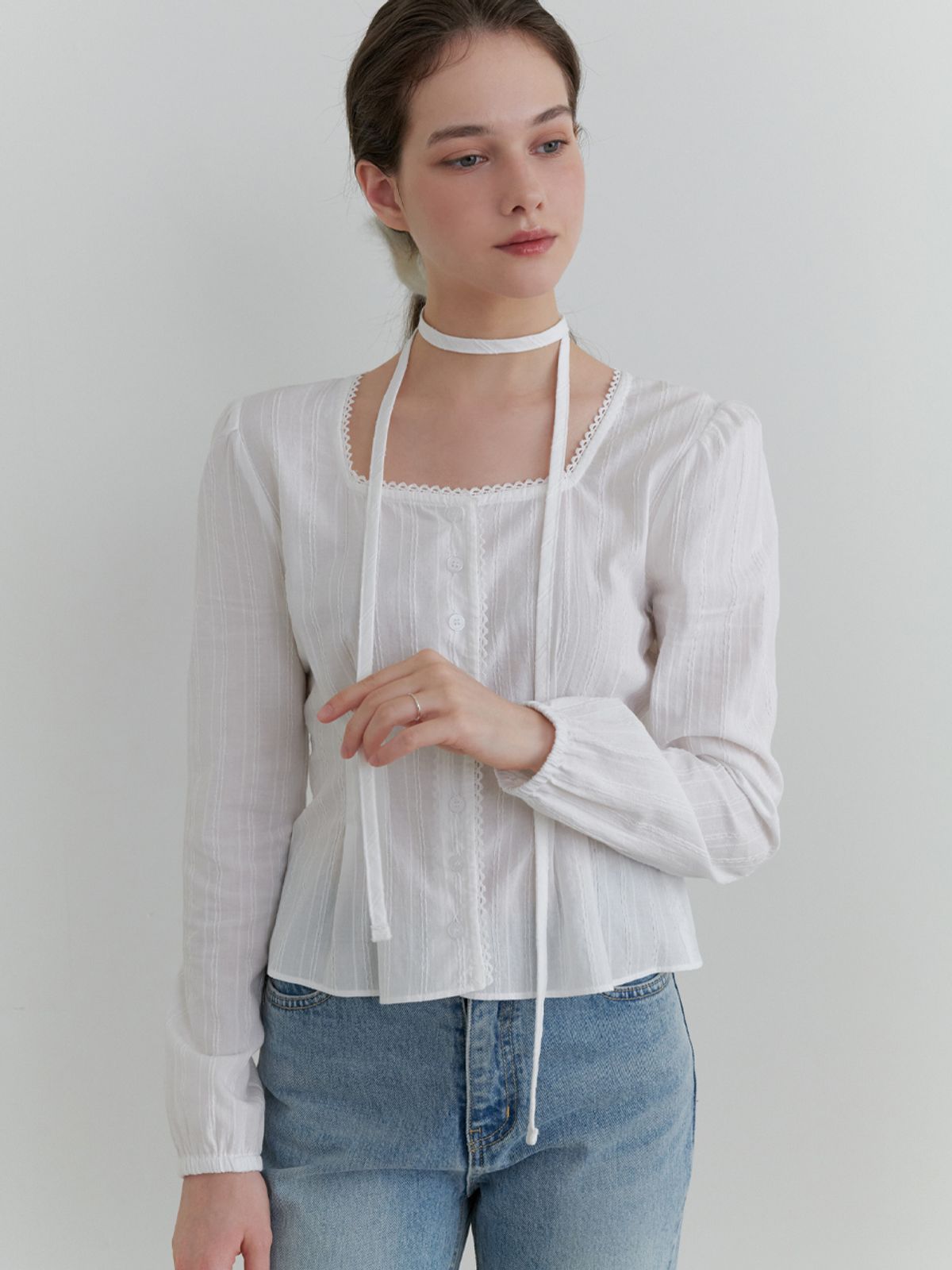 리엘(RE L) Dittany lace blouse (white)