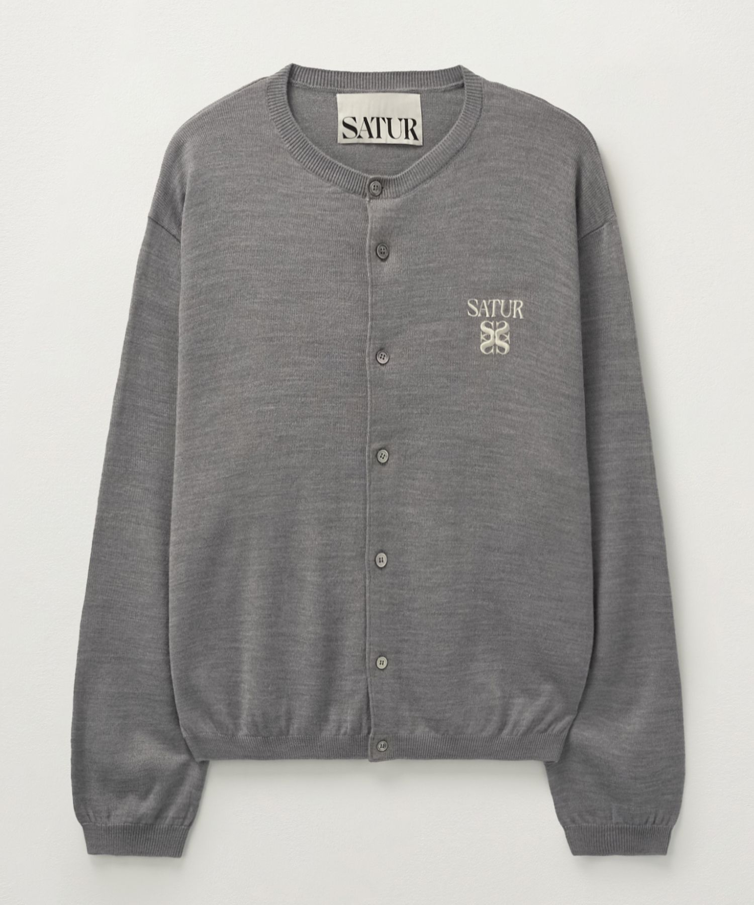 24FW★ SATUR ★BASIC CREW NECK FINE CARDIGAN MUSINSA | SATUR Basic Crew Neck Fine Cardigan Melange Grey