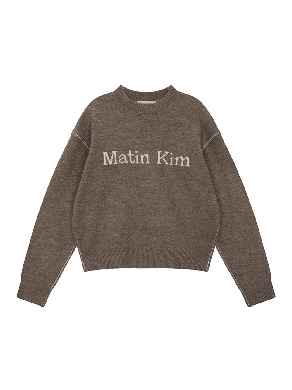 MUSINSA公式 | MATIN KIM COLOR LINE POINT LOGO KNIT PULLOVER IN BROWN