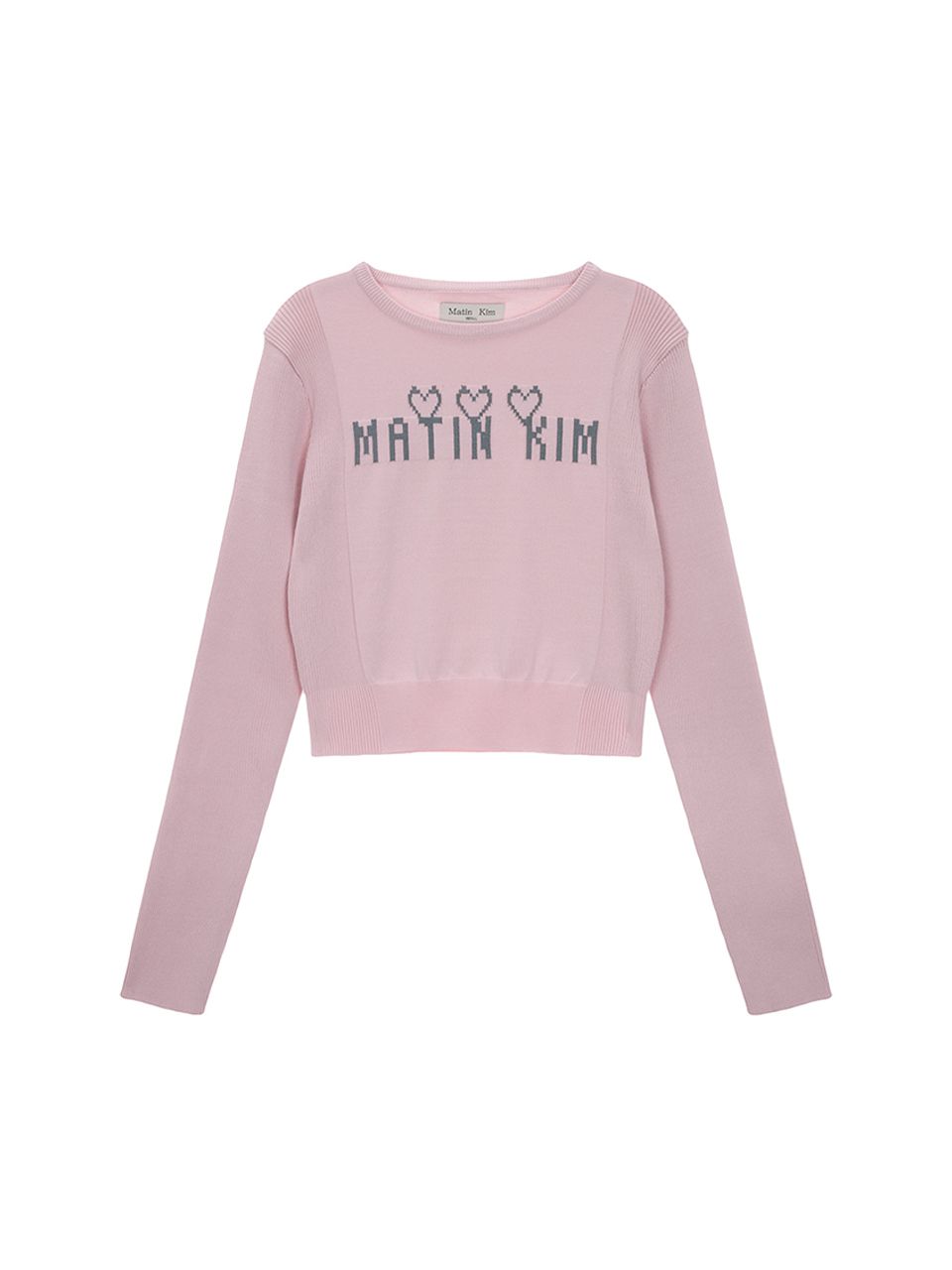 MUSINSA | MATIN KIM LOGO POINT JACQUARD KNIT CROP TOP IN