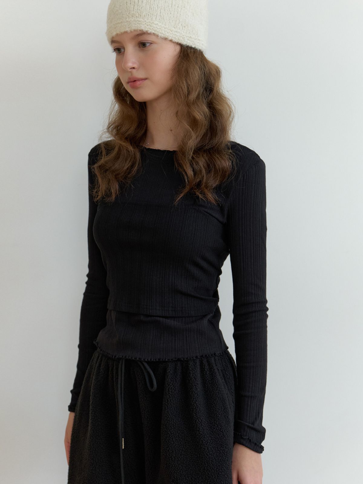 리엘(RE L) [2nd] Rig bustier t-shirt_2piece (black)