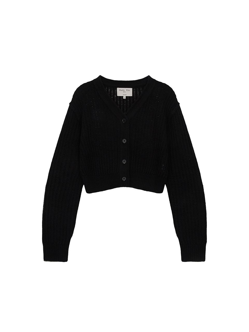 Matin Kim ブラック ニット カーディガン MUSINSA | MATIN KIM HAIRY CROCHET CROP CARDIGAN FOR WOMEN IN BLACK