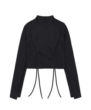 CROP STRING LONG SLEEVE TEE (BLACK)
