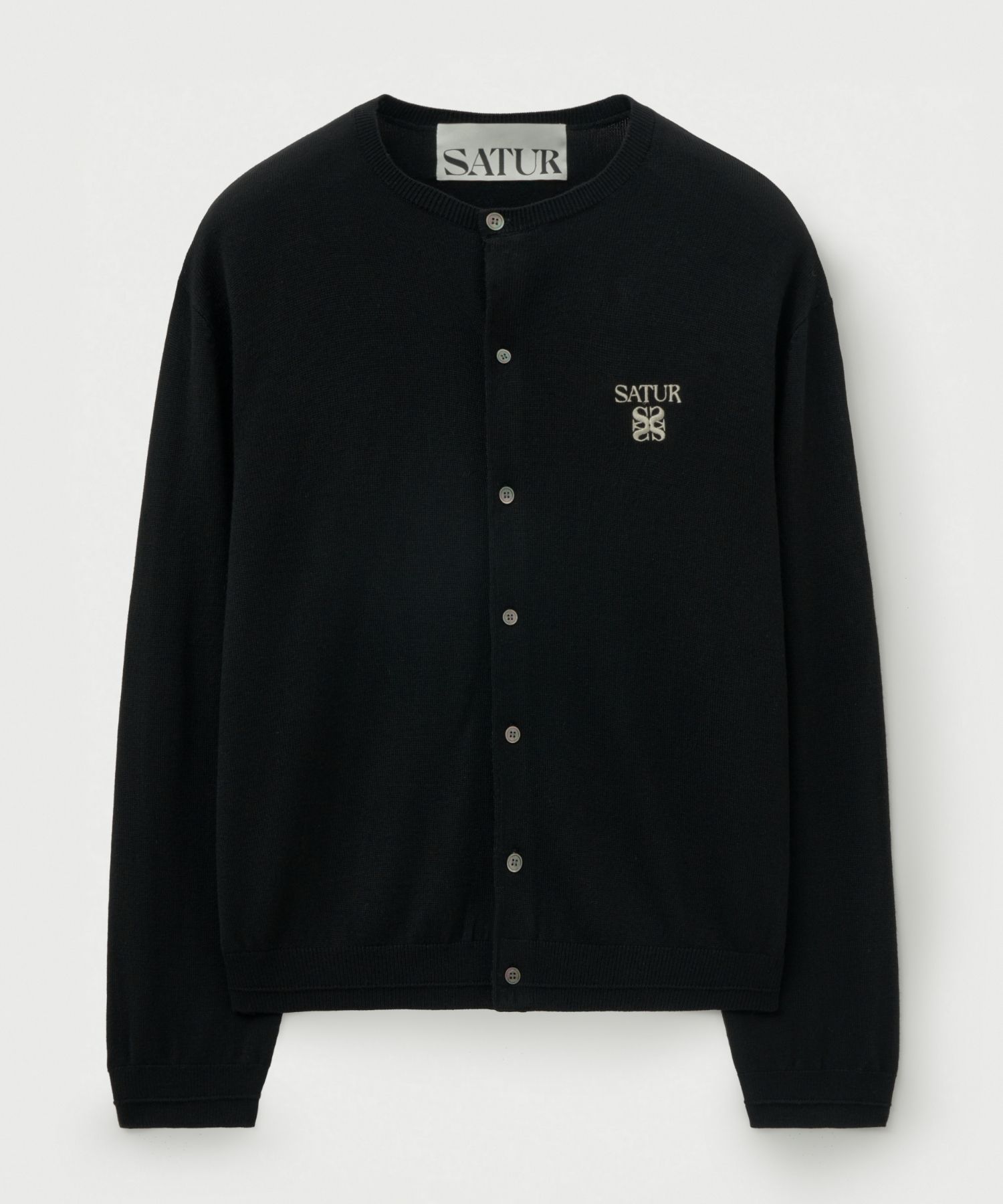 トップス 24FW SATUR Basic Crew Neck Fine Cardigan MUSINSA | SATUR Lauren Basic Crew Neck Fine Cardigan Black