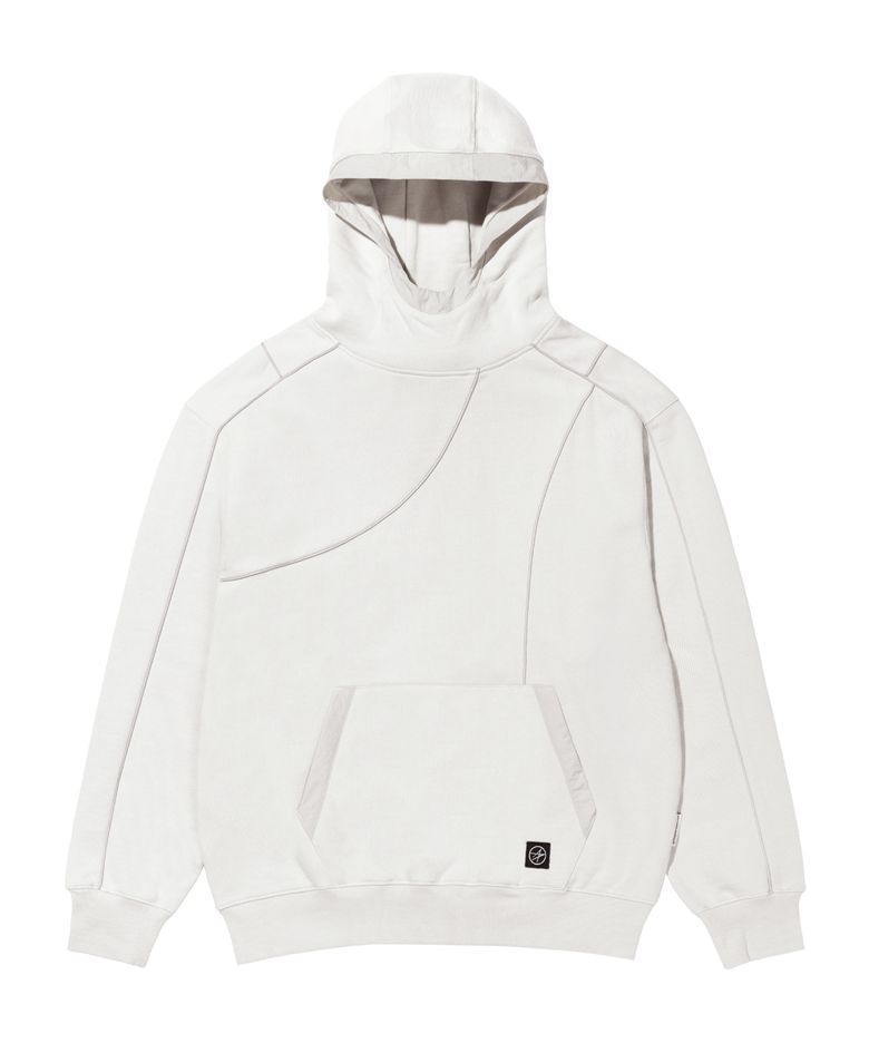 LM BLOCKING REFLECTIVE PIPING NYLON MIX HOODIE (IVORY)