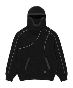 LM BLOCKING REFLECTIVE PIPING NYLON MIX HOODIE (BLACK)