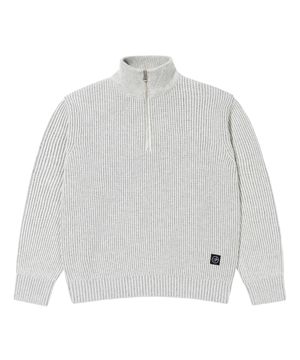 LM CONTRAST HALF ZIPUP SWEATER (WHITE)