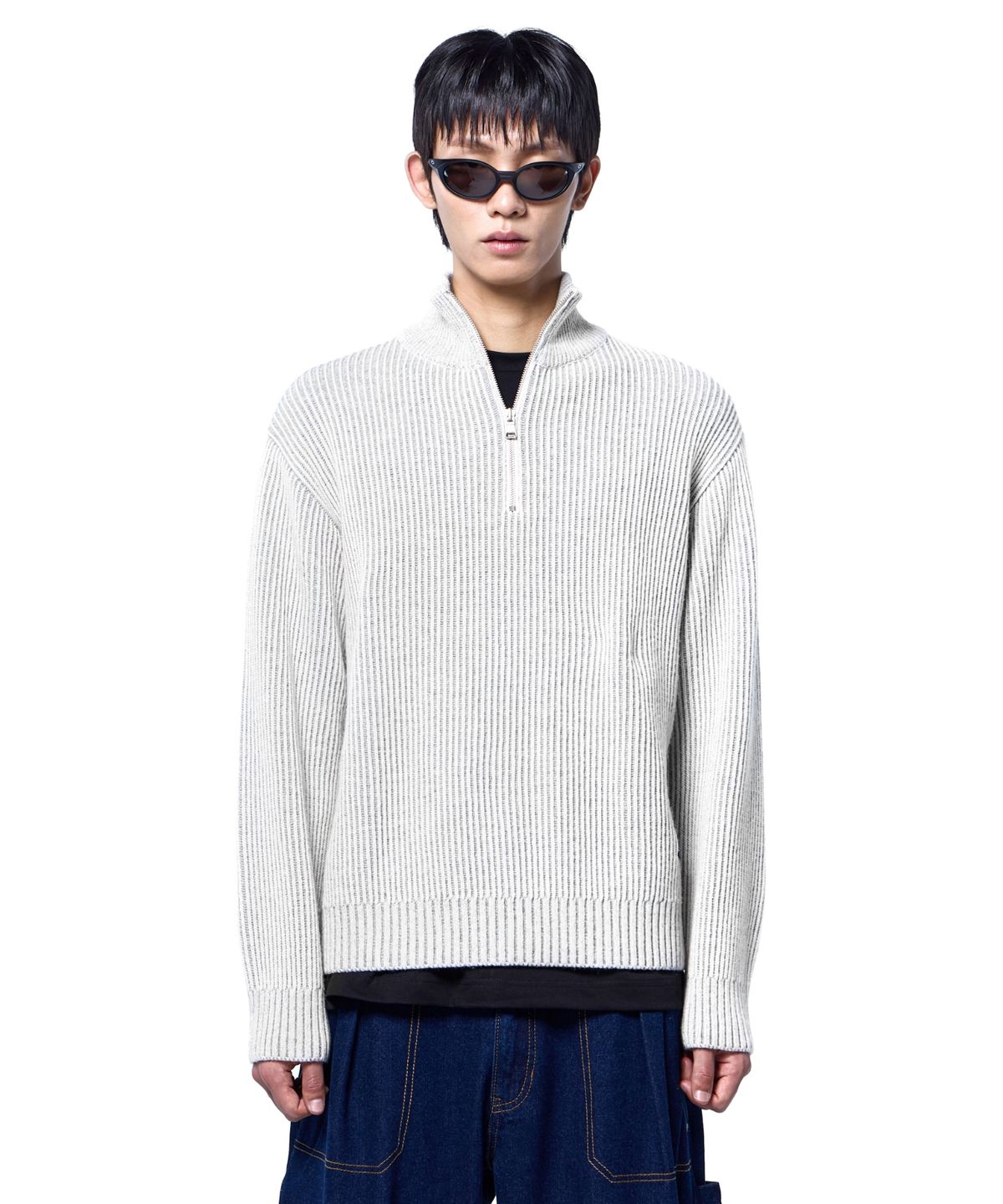 록히드마틴(LOCKHEED MARTIN) LM CONTRAST HALF ZIPUP SWEATER (WHITE)