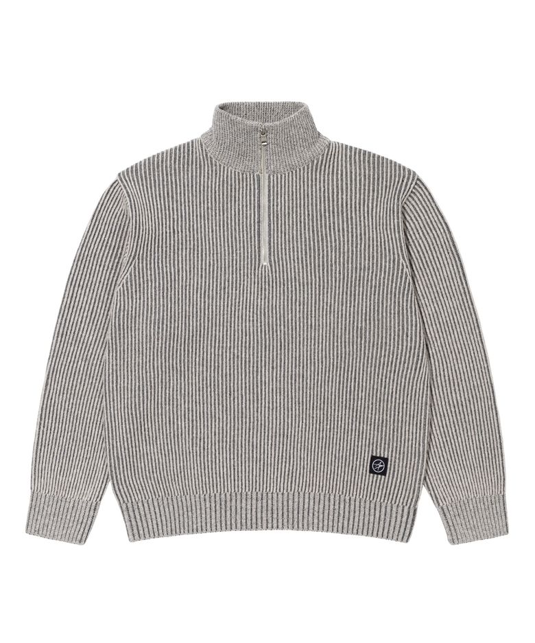 LM CONTRAST HALF ZIPUP SWEATER (CHARCOAL)
