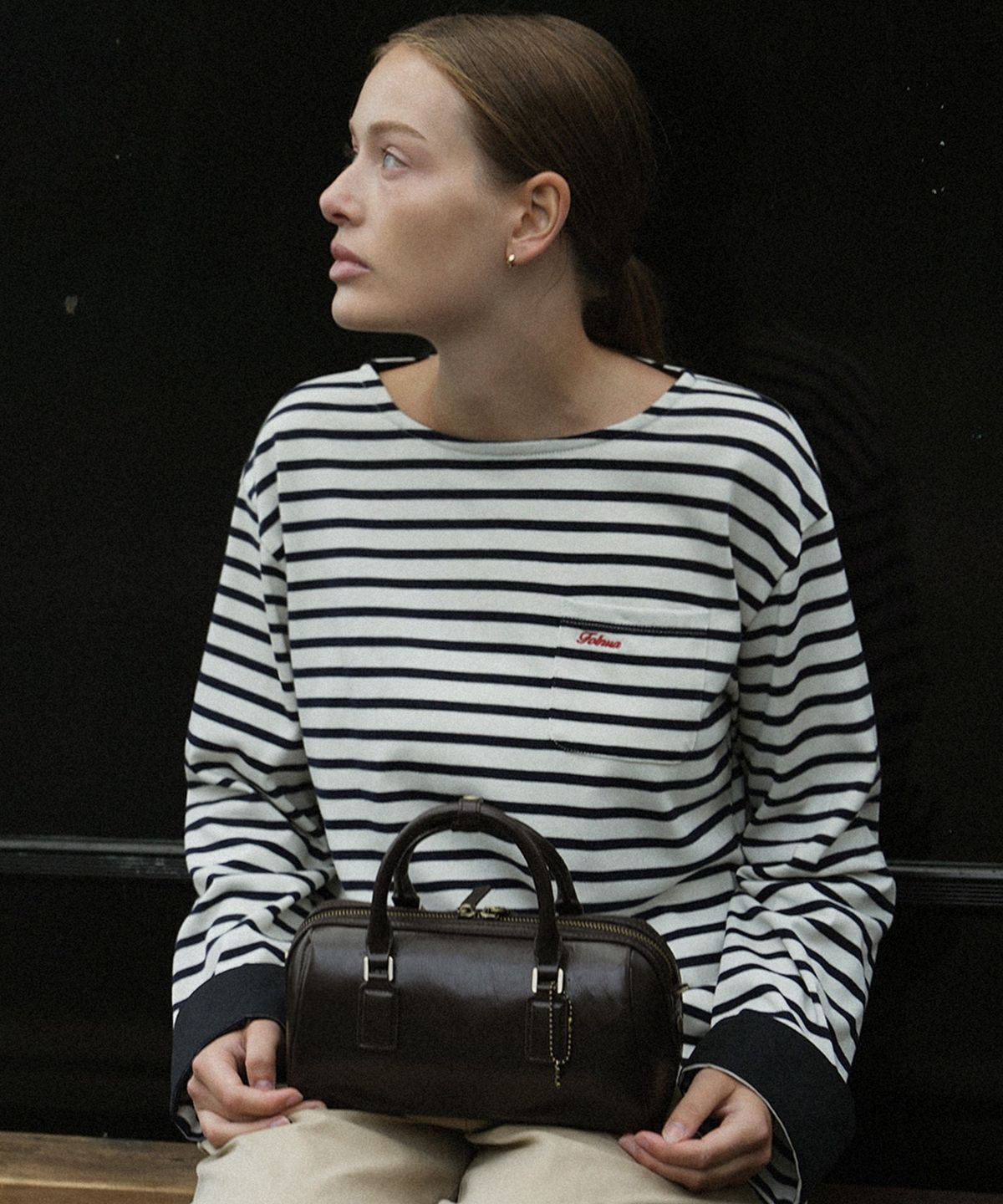 폴뉴아(FOLNUA) NUER STRIPE T-SHIRT (IVORY NAVY)