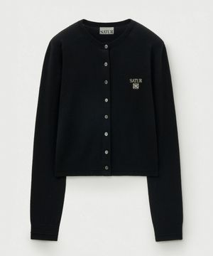 (W) 로렌 베이직 크루넥 파인 가디건 블랙