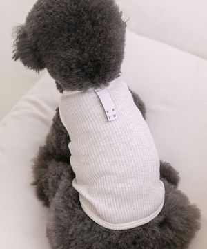 뉴 화이트라벨 골지 슬리브리스 - 라이트베이지