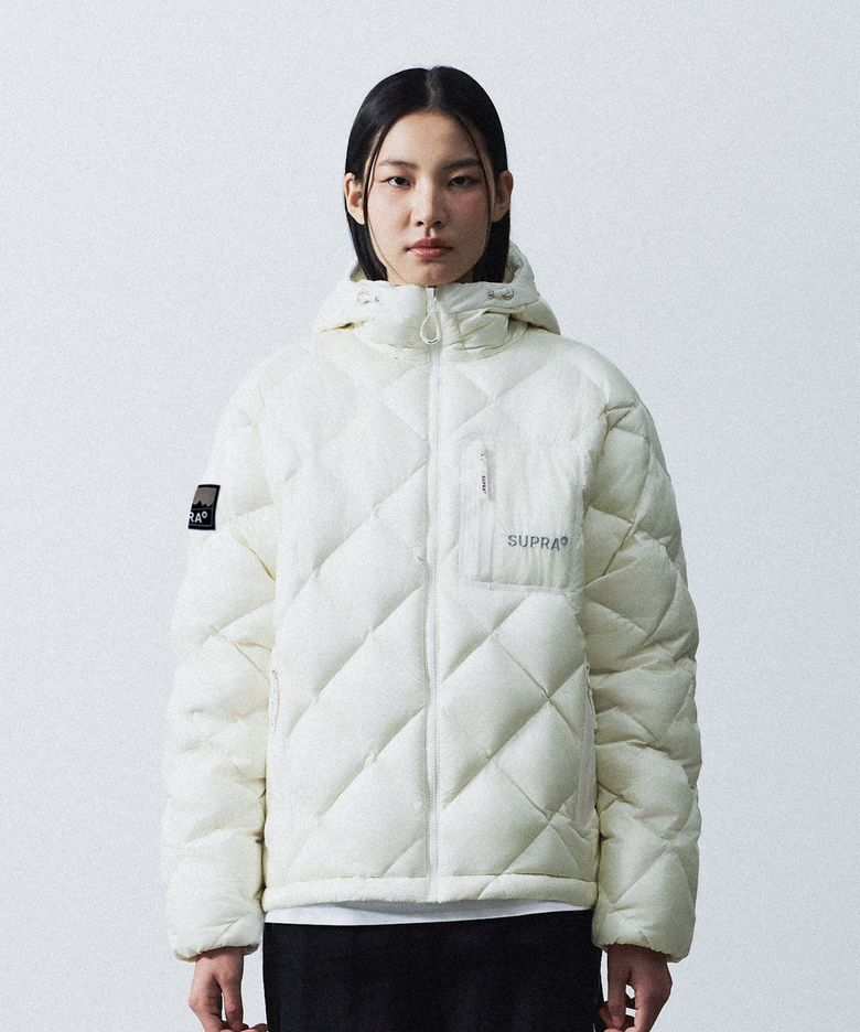 후드 퀼팅 경량 숏 다운 자켓(WHITE)