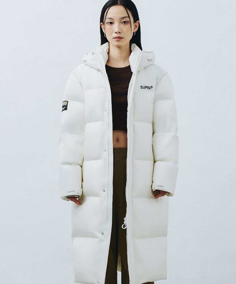 립스탑 배색 롱 다운 자켓(IVORY)