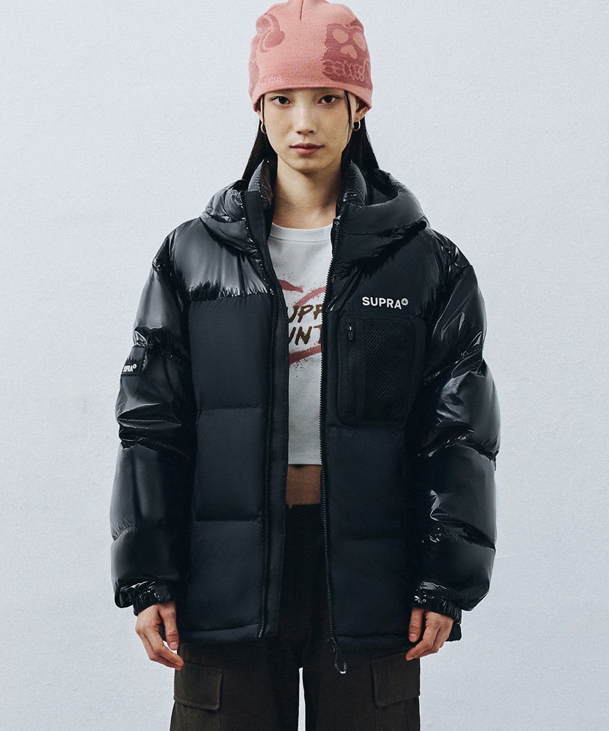 수프라(SUPRA) 메쉬 포켓 숏 다운 자켓(BLACK)