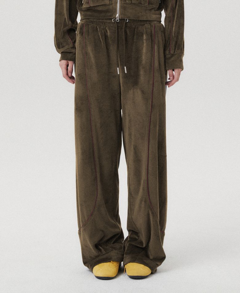 VELOUR TRACK PANTS KHAKI