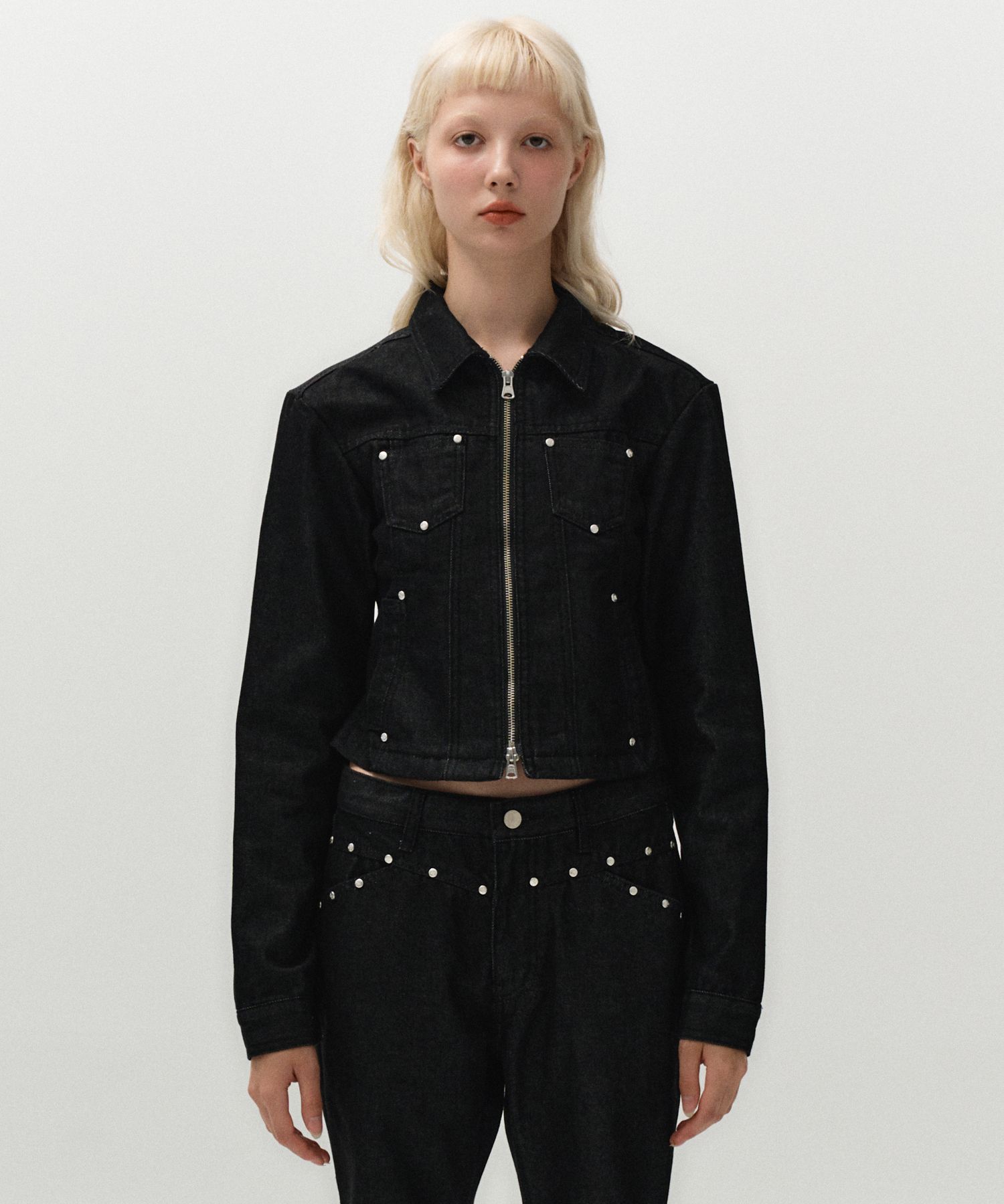 【MIDNIGHT MOVE】 rivet denim jacket /追跡付 MUSINSA | MIDNIGHT MOVE rivet denim jacket [black]