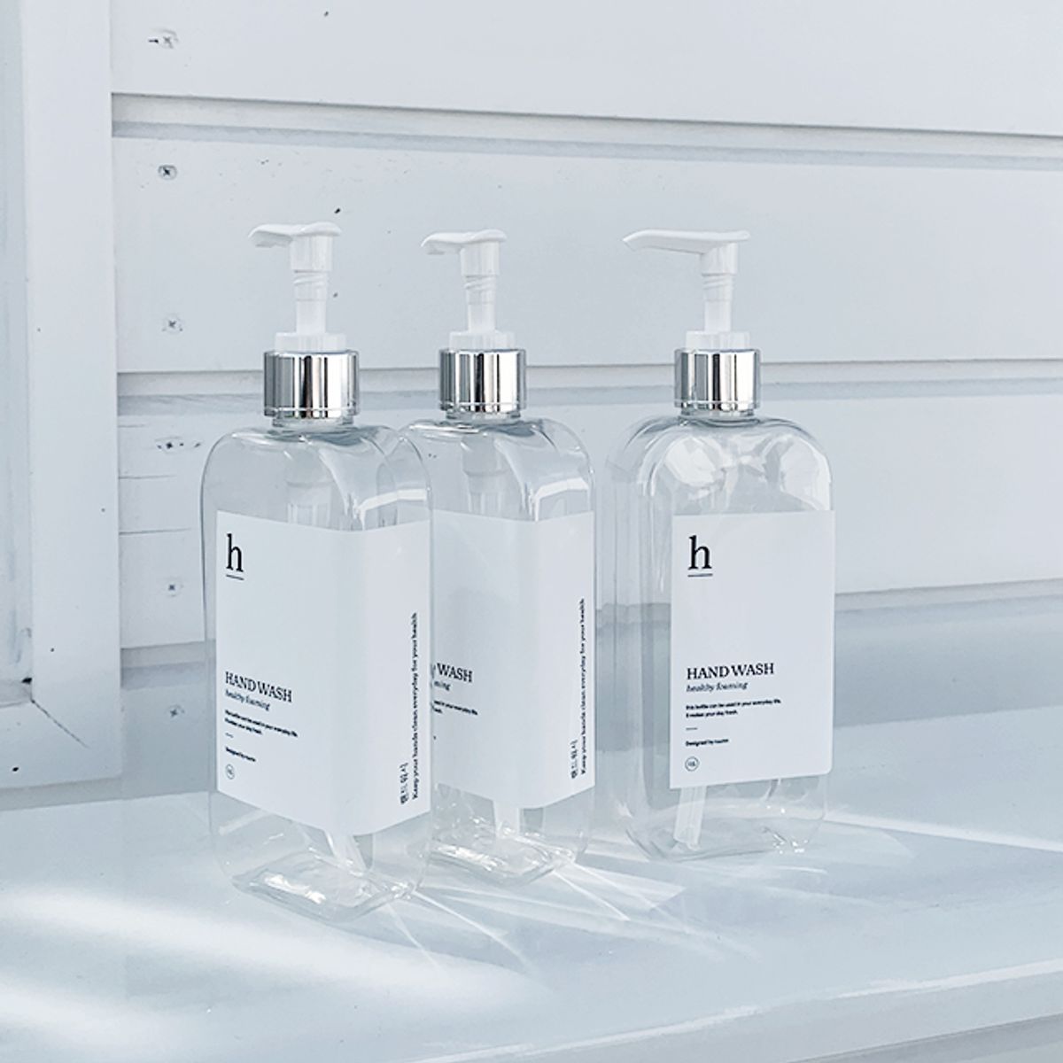 뉴앤룩(NEWNLOOK) [3pack] 호텔 샴푸 바디워시 공병 리필용기 - 슬림형 (실버펌프) 3개
