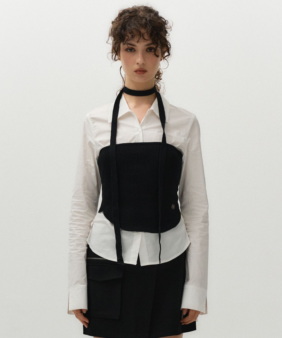 미드나잇 무브(MIDNIGHT MOVE) scarf top knit [black]