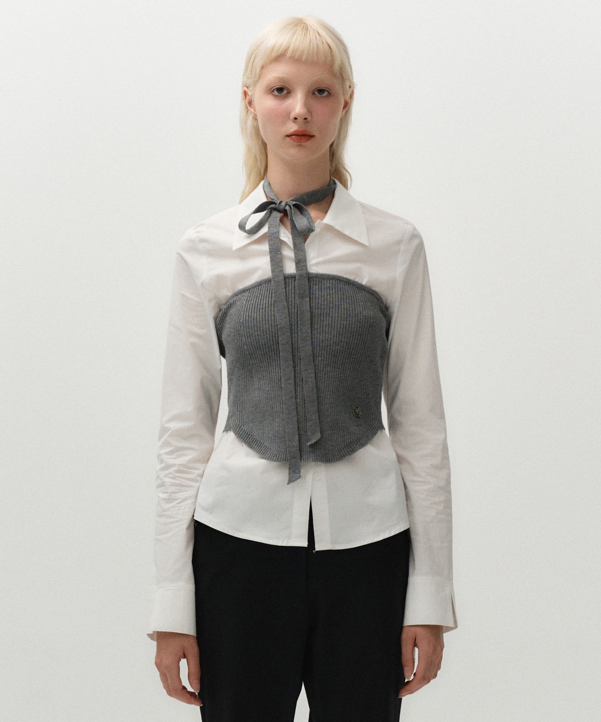 미드나잇 무브(MIDNIGHT MOVE) scarf top knit [grey]