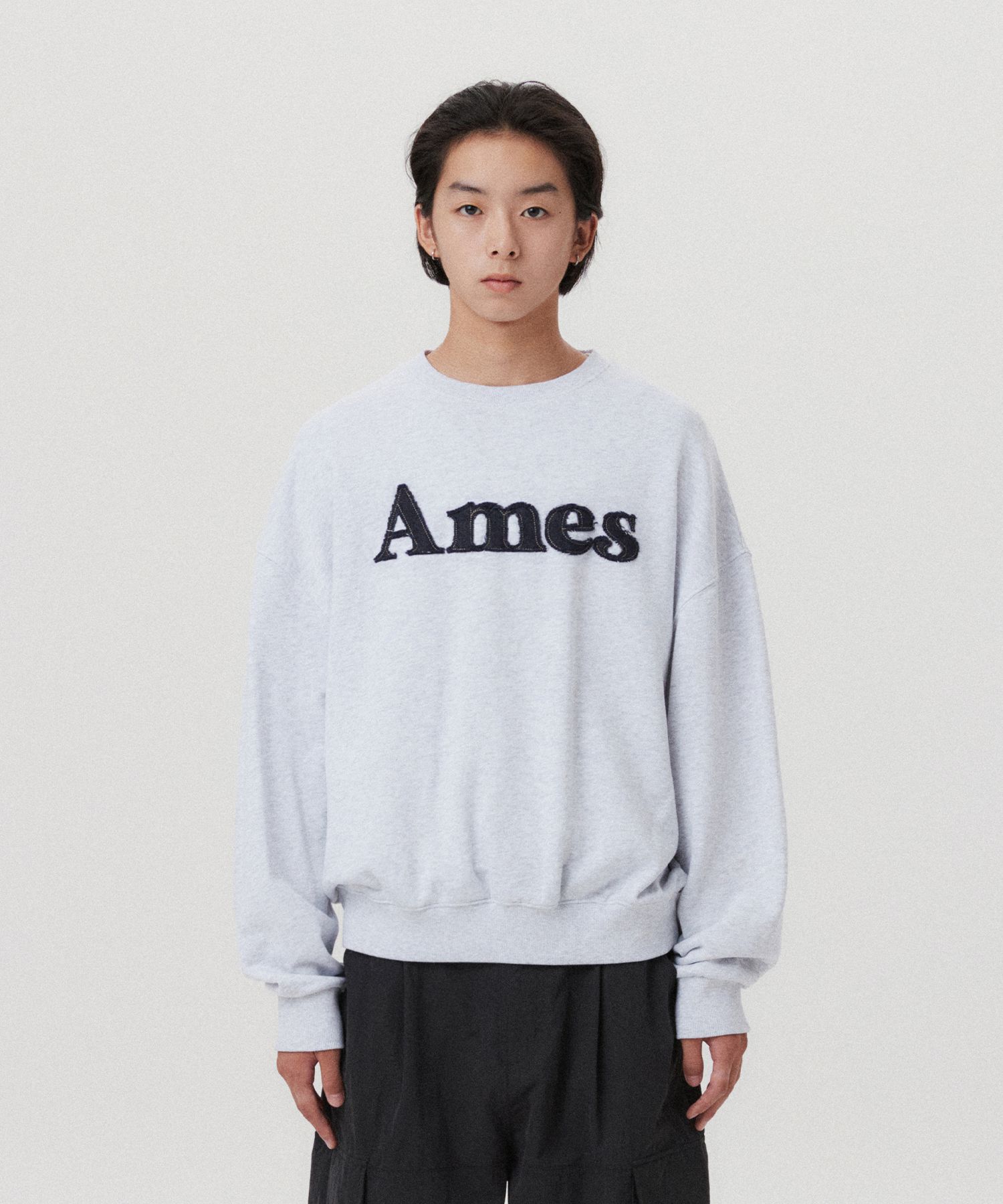 ★AMES-WORLDWIDE★BASIC DENIM LOGO SWEATSHIRT L.GREY★正規品 MUSINSA | AMES-WORLDWIDE BASIC DENIM LOGO SWEATSHIRT LIGHT GREY