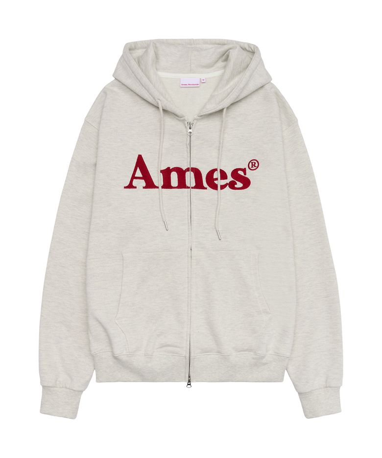 BASIC LOGO HOODIE ZIP UP OATMEAL