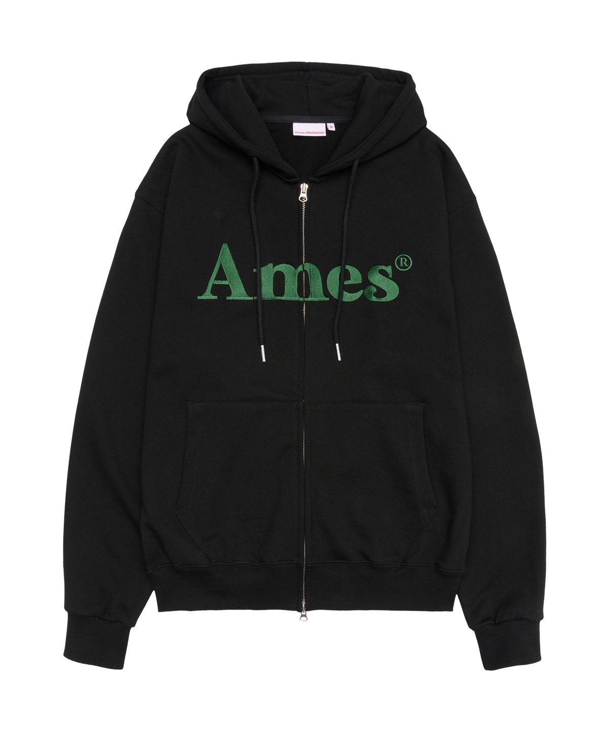 아메스 월드와이드(AMES-WORLDWIDE) BASIC LOGO HOODIE ZIP UP BLACK
