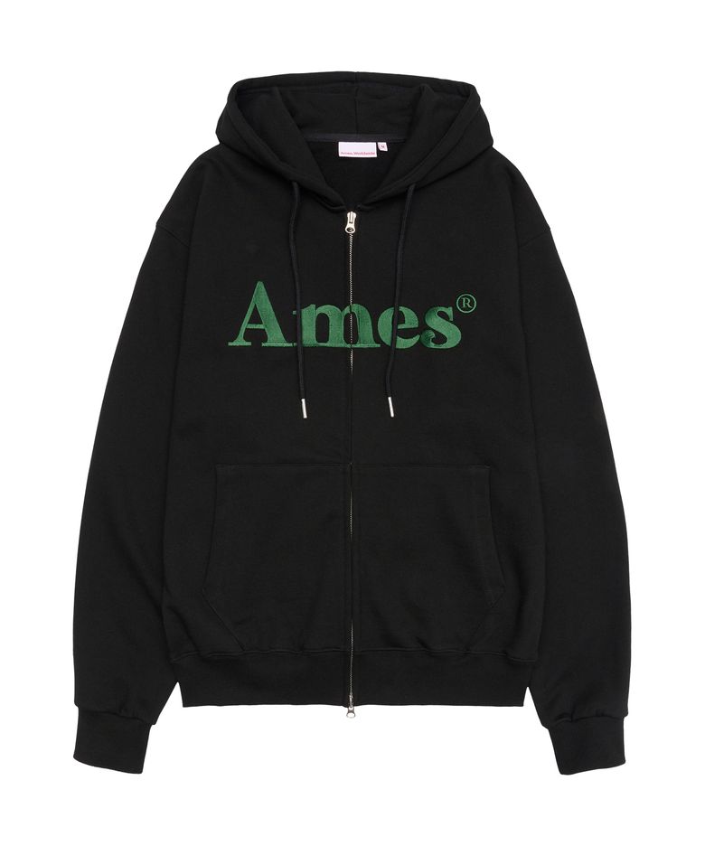 BASIC LOGO HOODIE ZIP UP BLACK