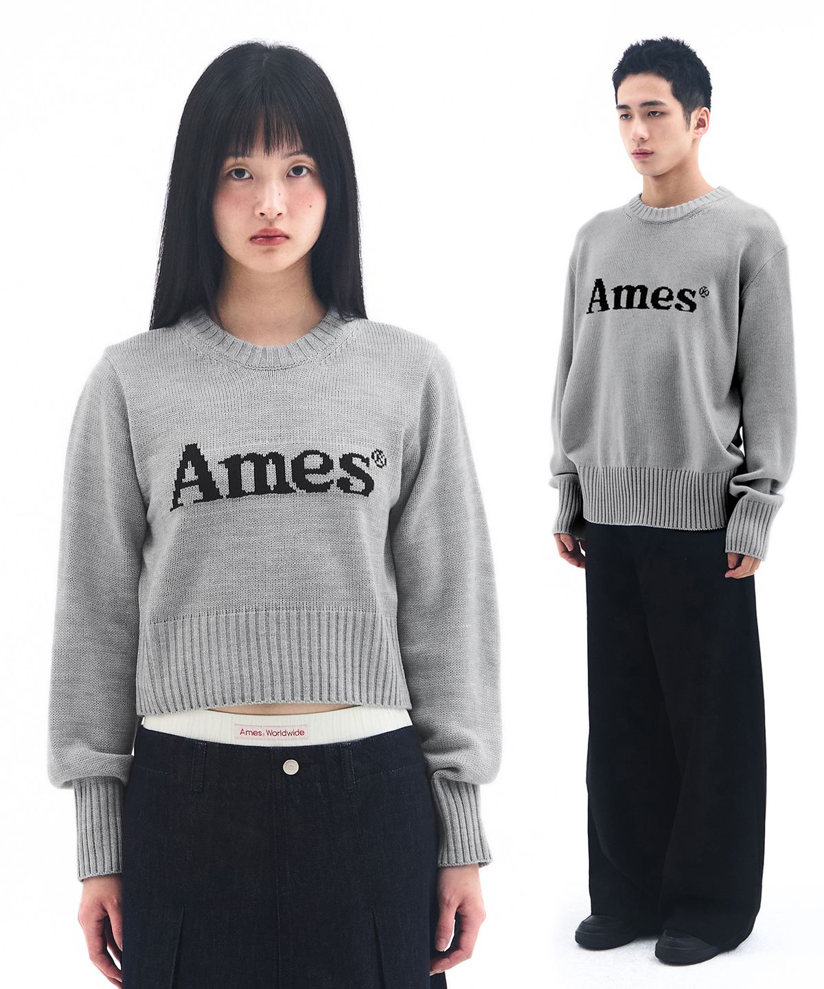 아메스 월드와이드(AMES-WORLDWIDE) BASIC PULLOVER KNIT GREY