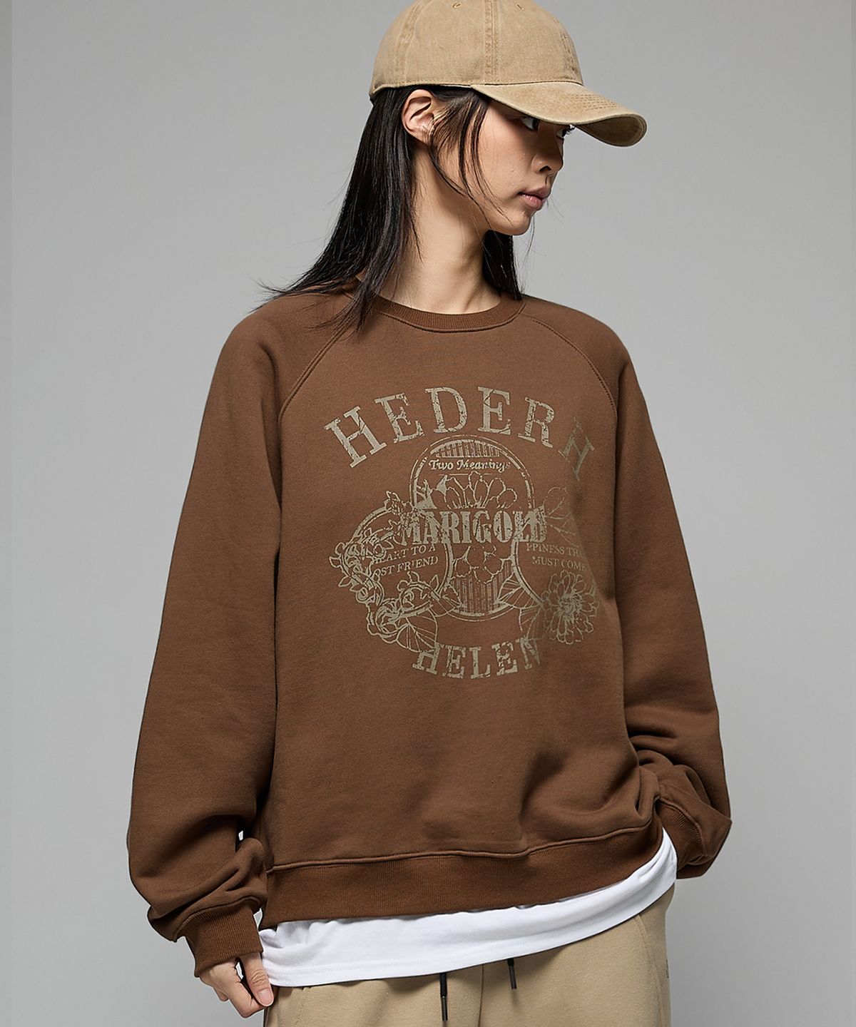 헤더헬렌(HEDER HELEN) Marigold brown sweat shirts