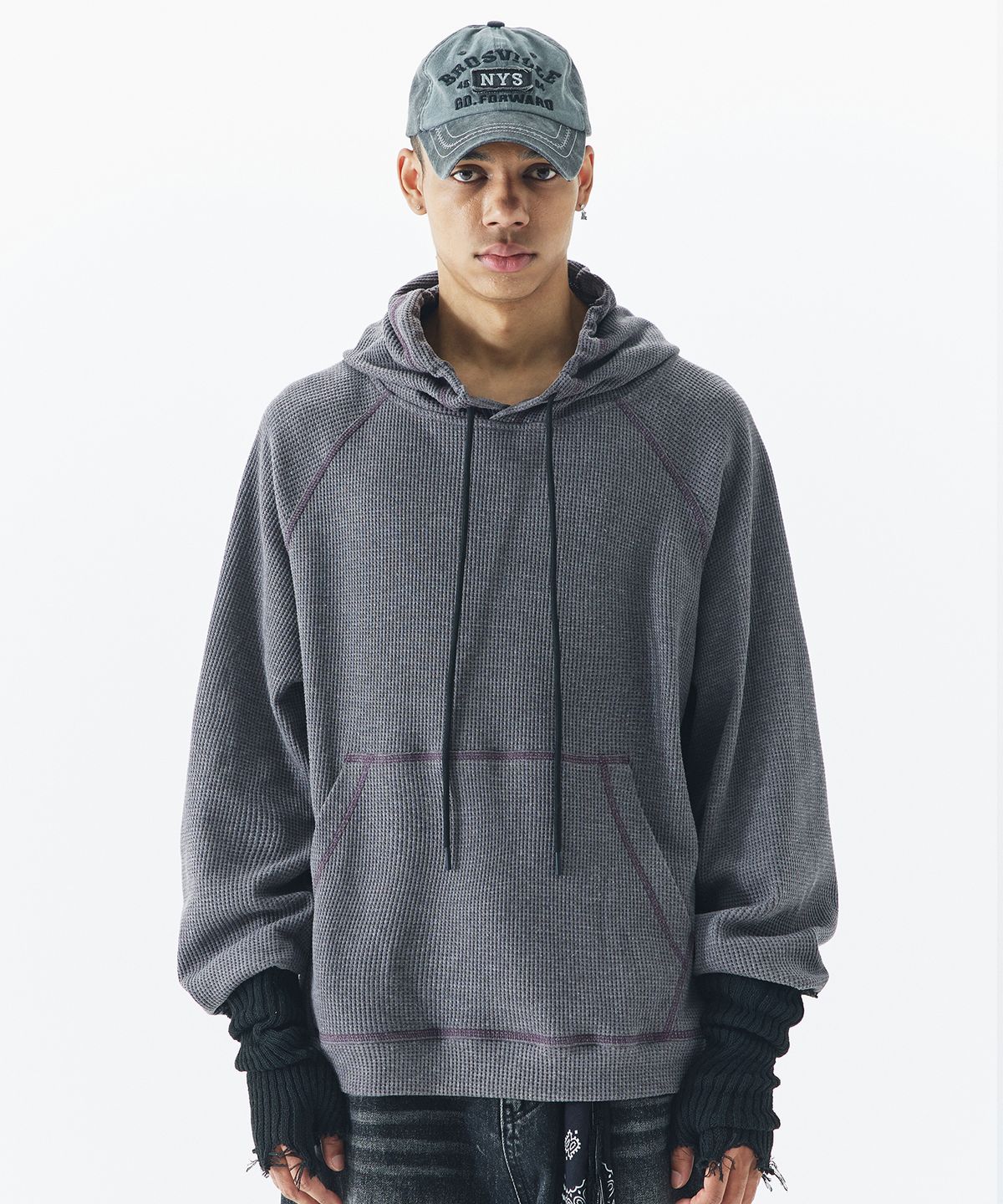 헤더헬렌(HEDER HELEN) VTG Waffle hoodie grey