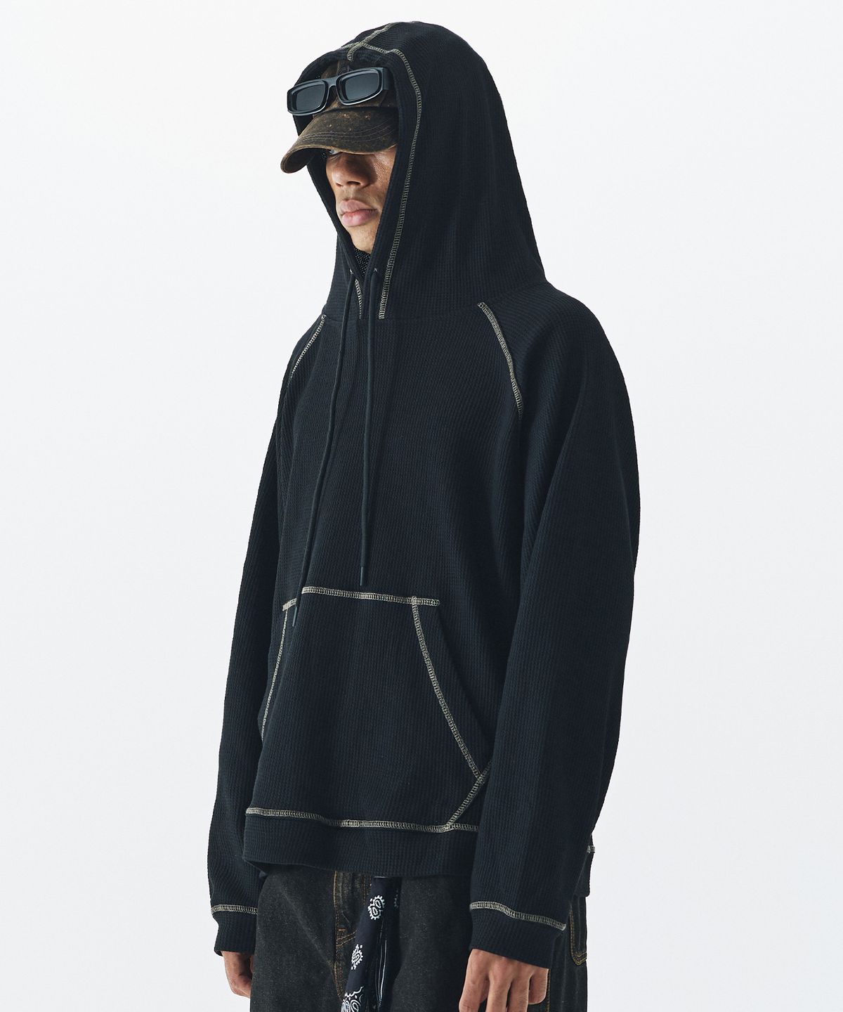 헤더헬렌(HEDER HELEN) VTG Waffle hoodie black