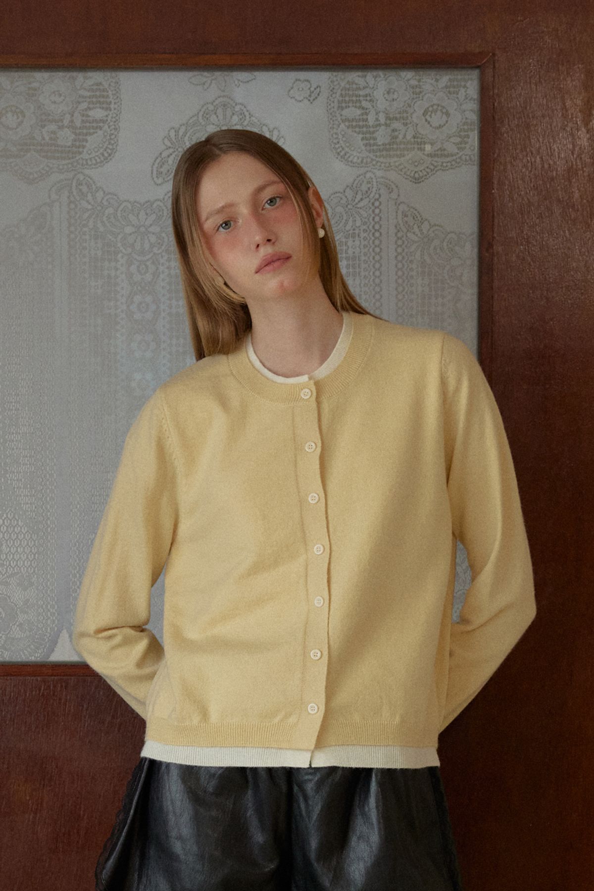 레터리(LETERIE) LR BASIC LAYERED CARDIGAN_YELLOW