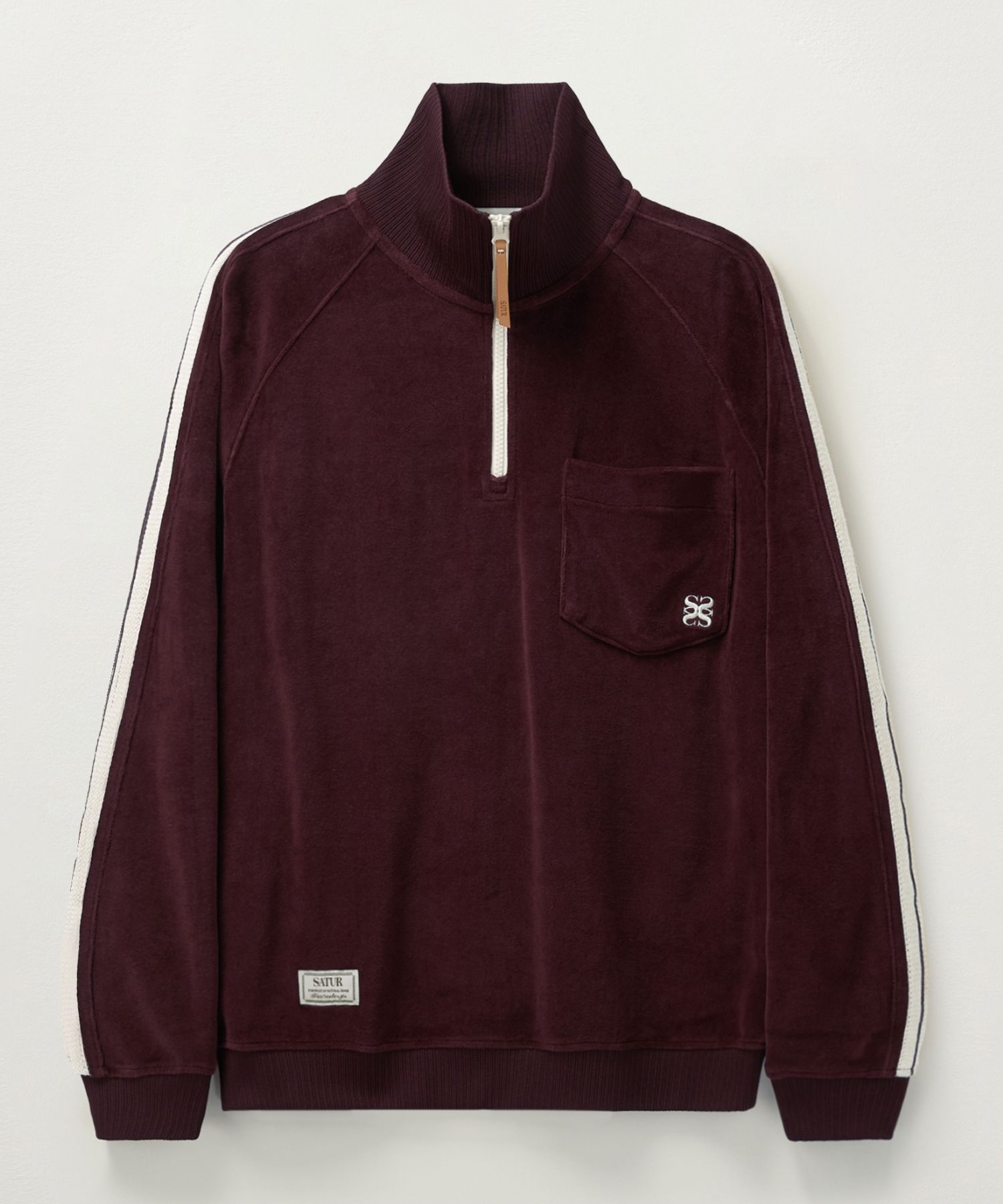 ★SATUR★ Velour loose fit half zip-up navy MUSINSA | SATUR Velour loose fit half zip up burgundy
