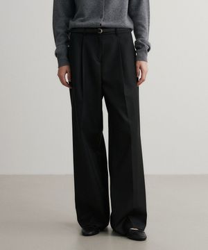 (우먼)울 원턱 세미 와이드 슬랙스 블랙