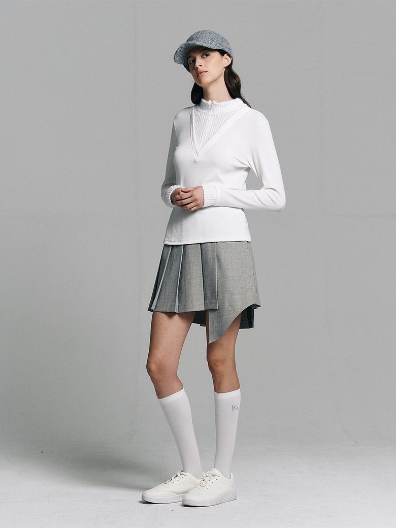 언발란스 울 플리츠 스커트
