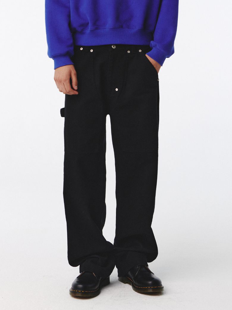 Logo Patch Work Pants Black