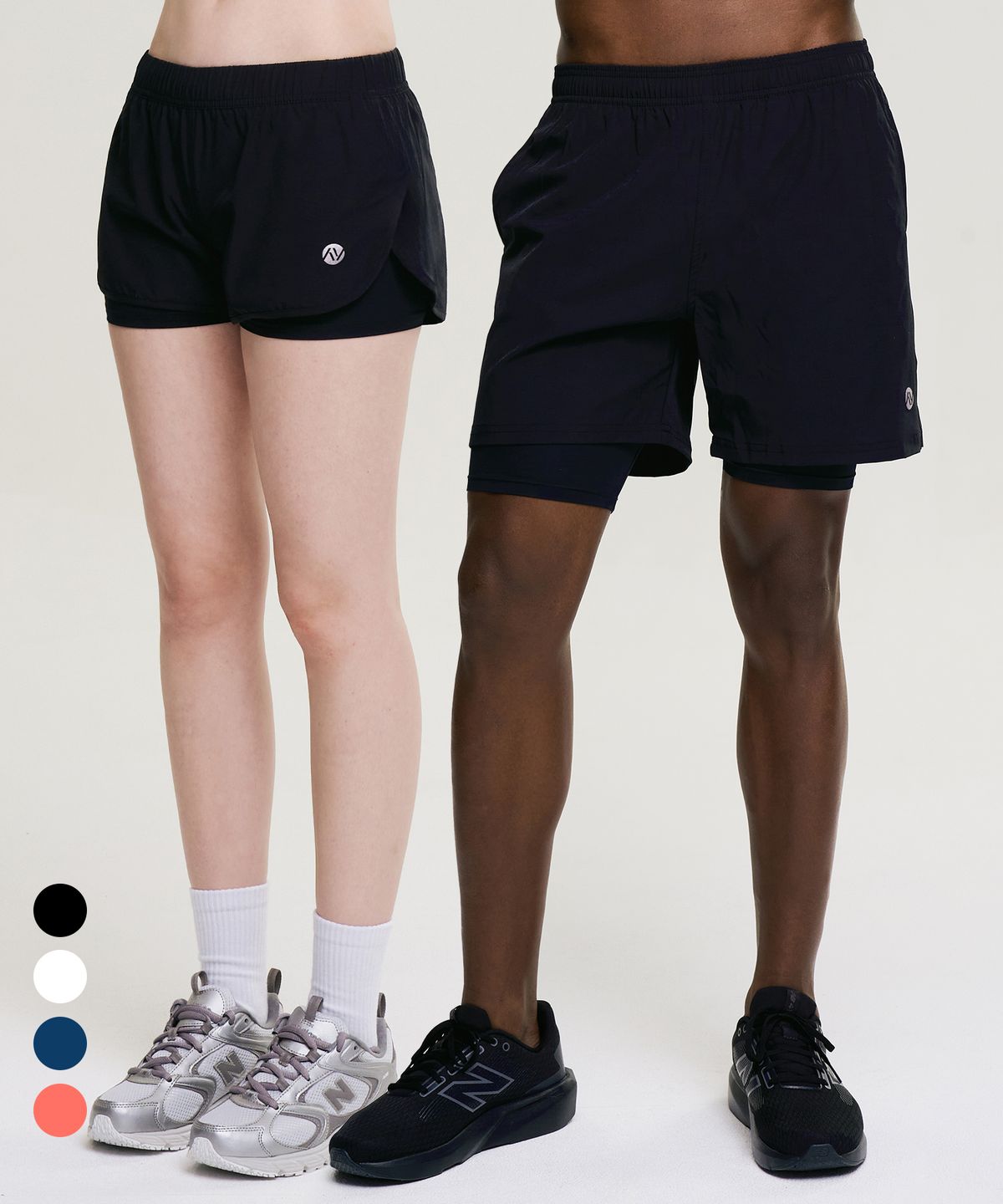 레이지비(LAZYBEE) [2 pack] 컴팩트 2in1 레깅스 쇼츠 스포츠 (워터 러닝 운동)투인원 팬츠  남여 롱&숏 팬츠(3컬러)