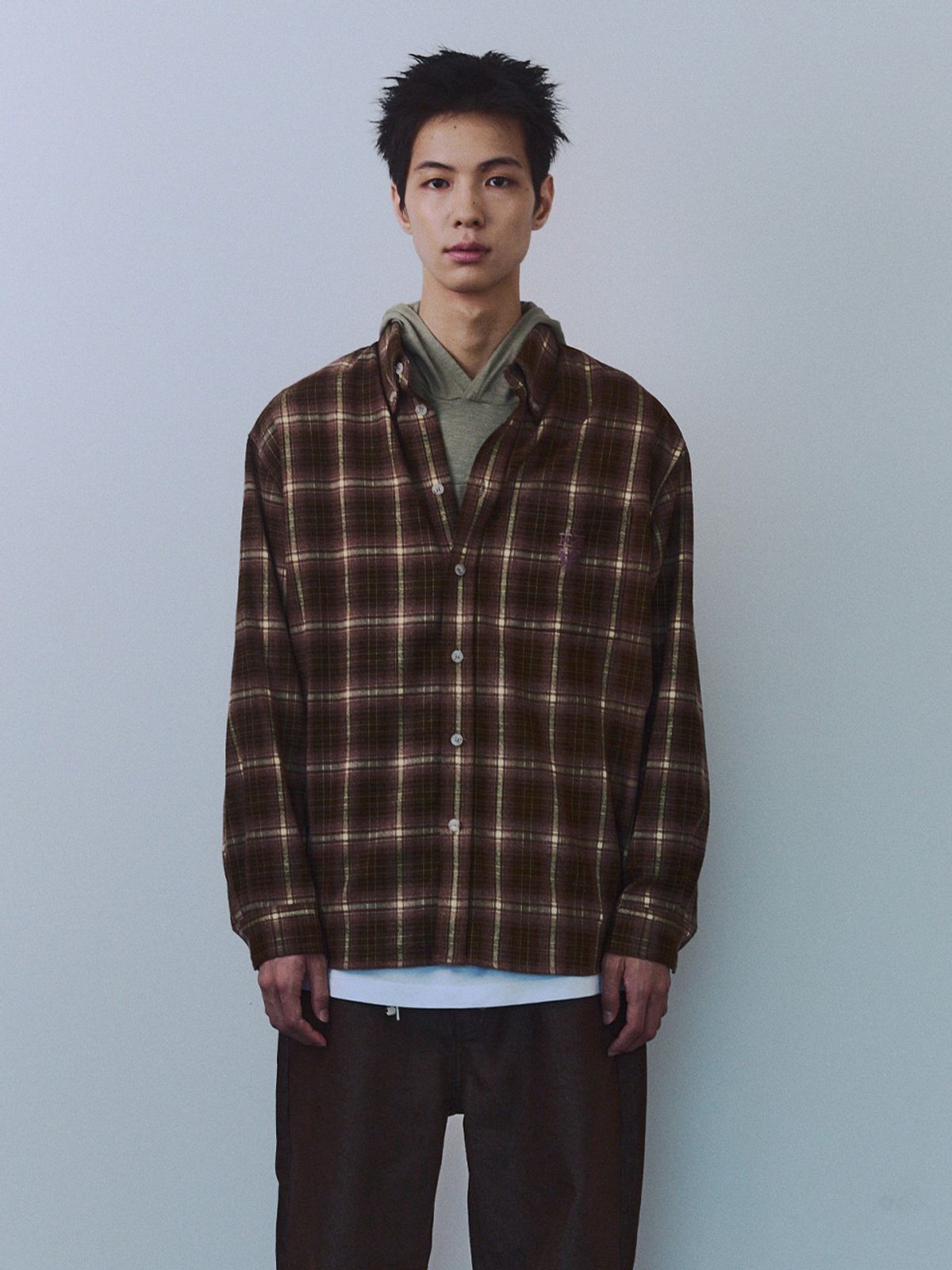 기준 맨(KIJUN MEN) Royal Flannel Shirt Yellow Brown