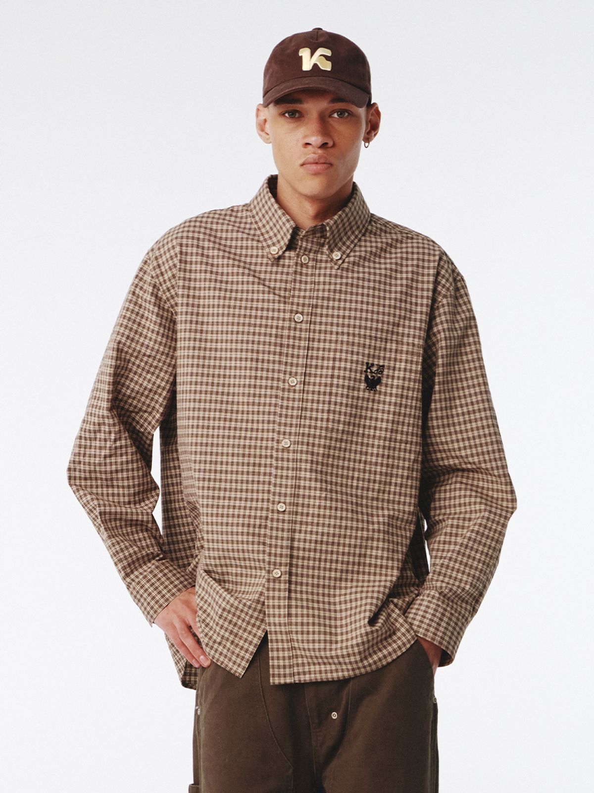 기준 맨(KIJUN MEN) Royal Check Shirt Brown