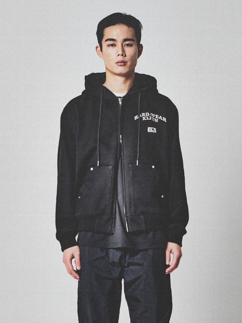 Rivet Zip-Up Hoodie Black