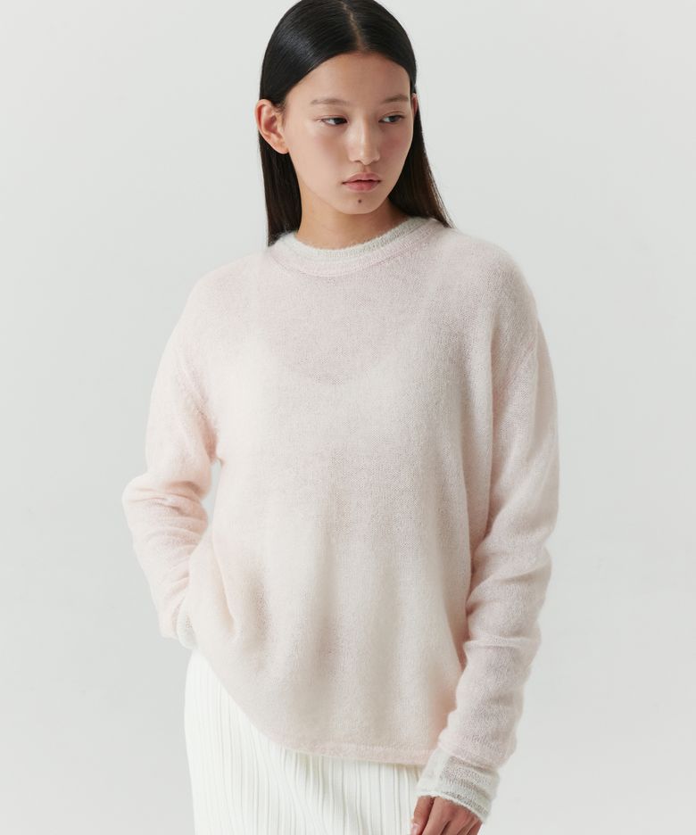 [패션애완쏭 PICK] Mohair Sheer Round Knit - Pale Pink