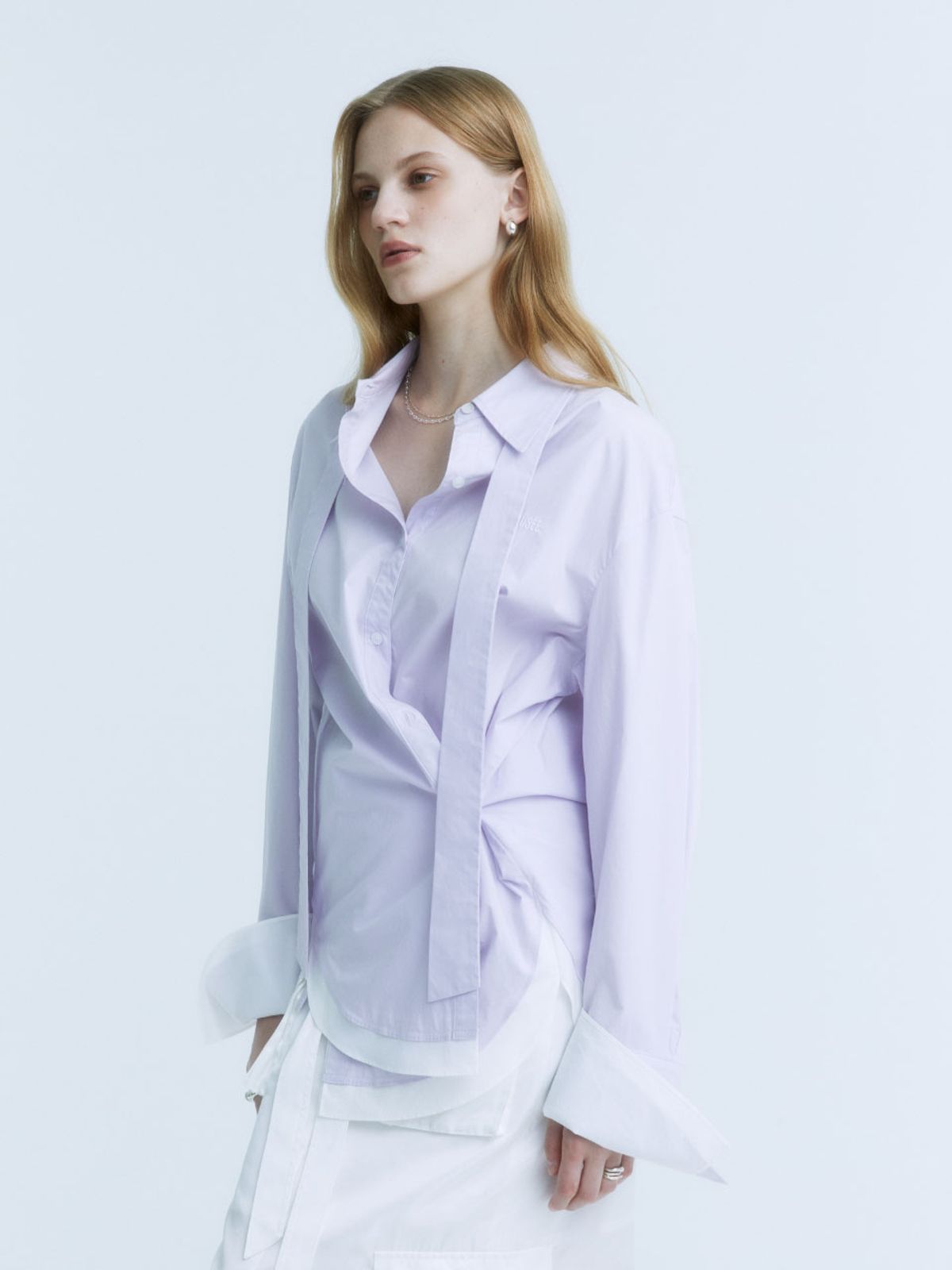 뮤제(MUSEE) MARIA Double Layered Cuffs Shirts_Lilac