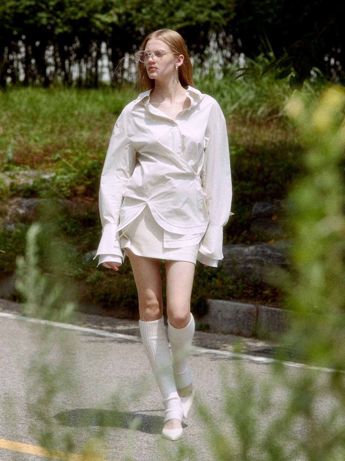 뮤제(MUSEE) MARIA Double Layered Cuffs Shirts_Soft Beige