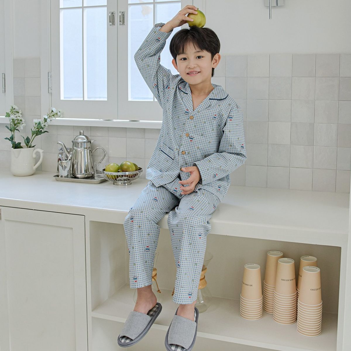찌니야(JJNIYA) 럭키 40수 순면 남아동잠옷 긴팔상하세트