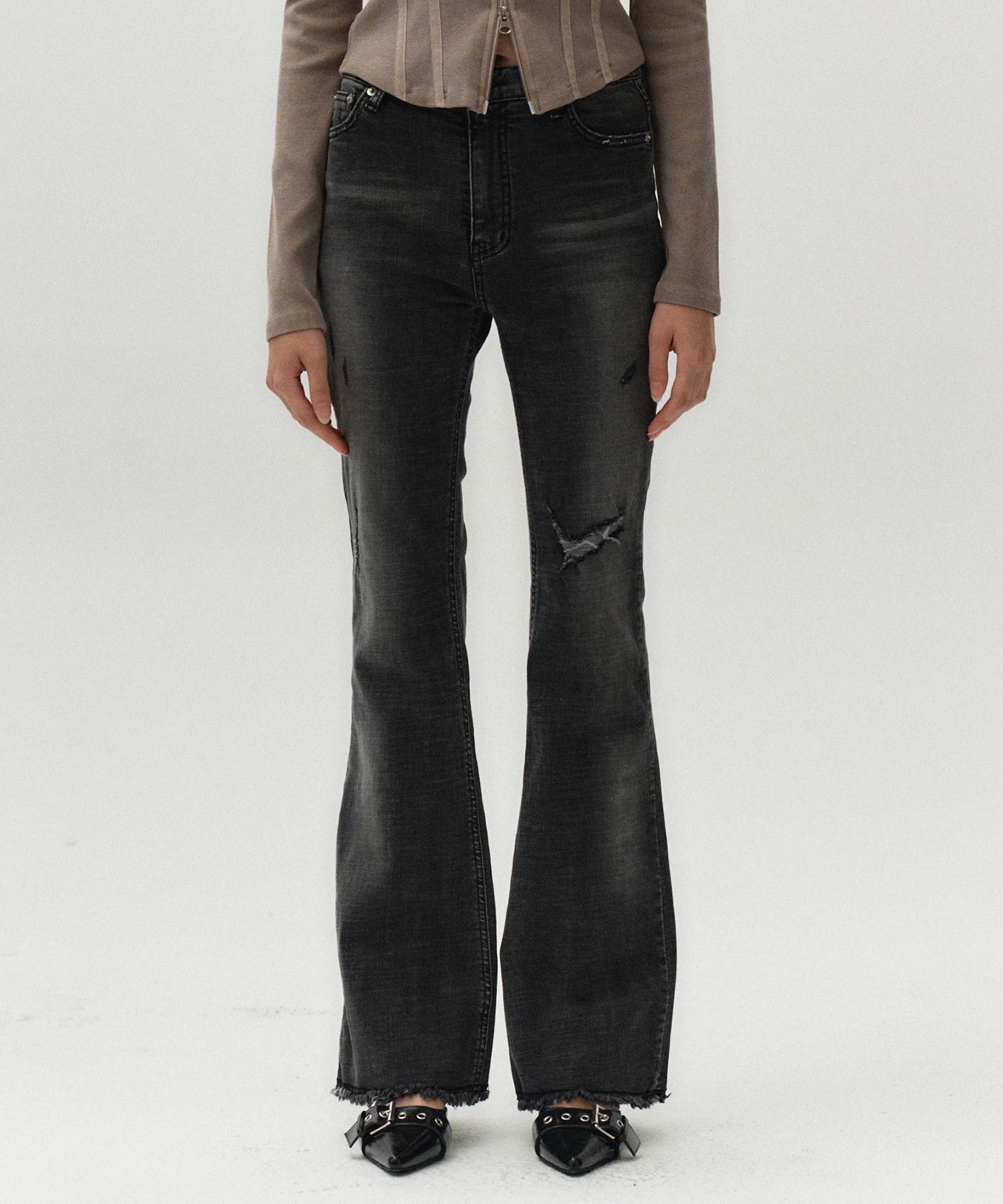 ●MIDNIGHT MOVE● ws boots cut pants black 24fw86 Lands' End Women's Plus Size High Rise Bi Stretch Pintuck