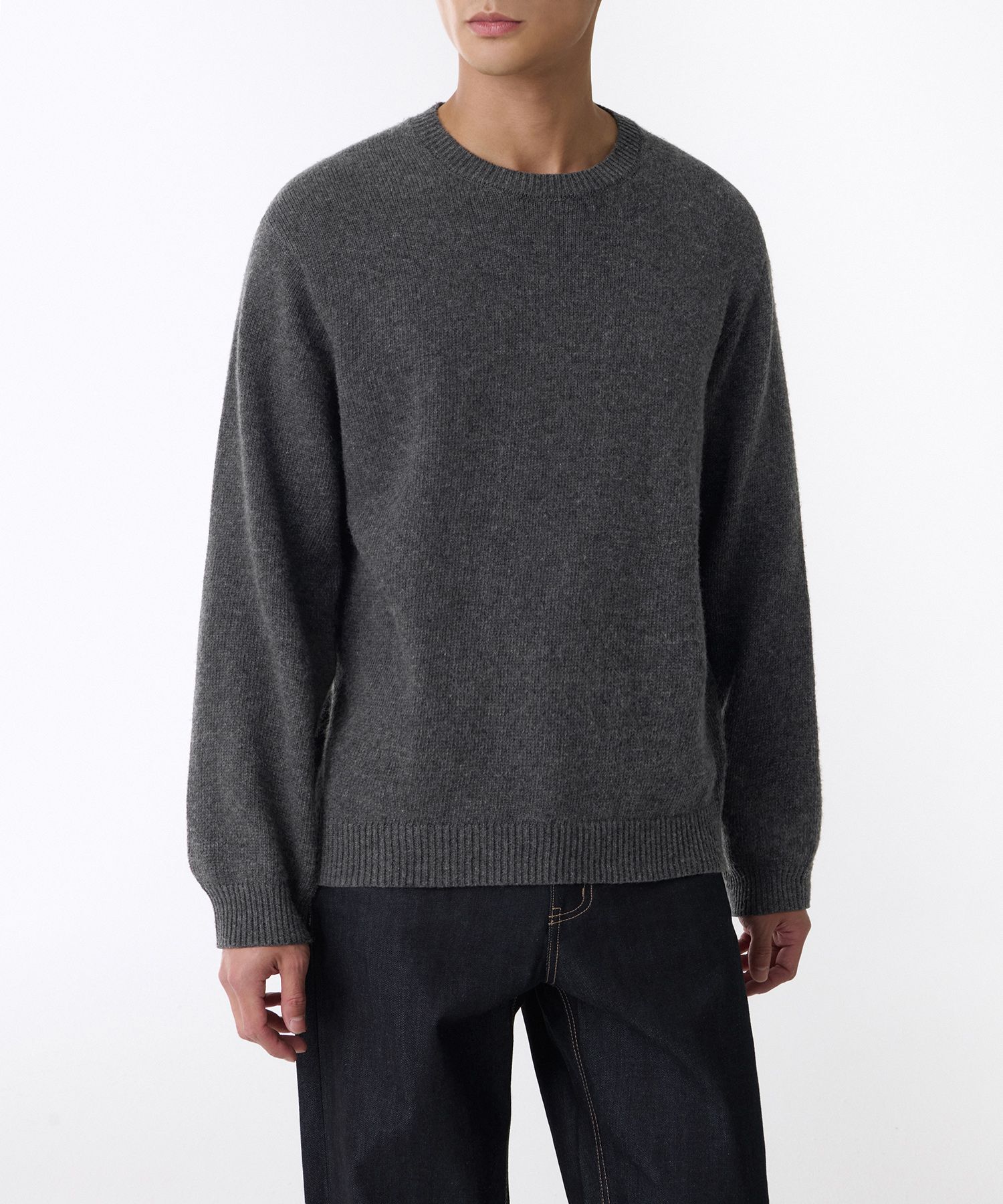 ニット・セーター *MUSINSA STANDARD* Cotton ribbed crew neck knit medium gray MUSINSA | MUSINSA STANDARD Cotton Ribbed Crew Neck Knit [Grey]
