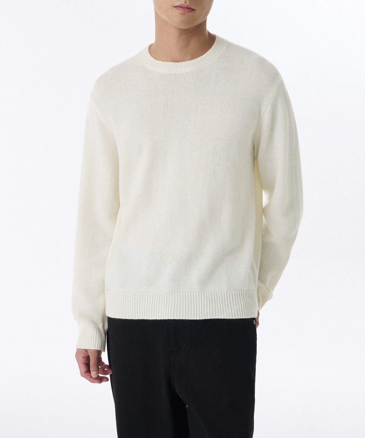 무신사 스탠다드(MUSINSA STANDARD) 에센셜 크루 넥 니트 [크림]