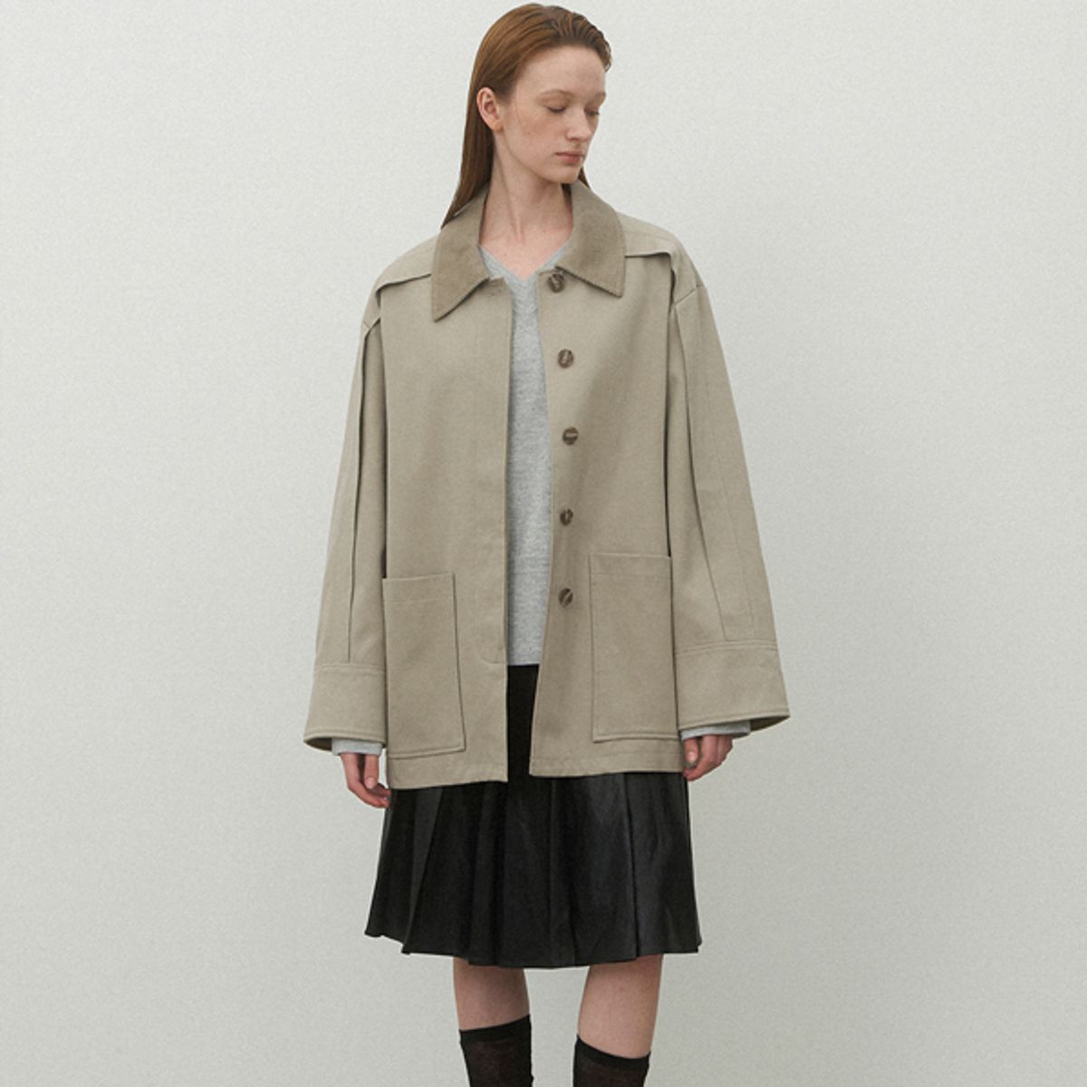 아틀리에 나인(ATELIER NAIN) SIE PLEATS LEATHER SKIRT(SK-4966)
